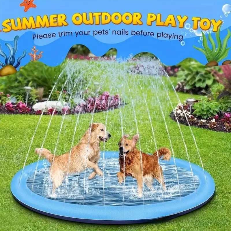 Portable Outdoor 1M Thickened Splash Pad for Pets & Kids - Summer Cooling Fountain for Backyard & Garden V888-ELOSUNG42950