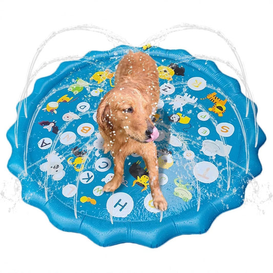Portable Outdoor 1M Splash Pad for Pets & Kids(Alphabet Style) - Summer Cooling Fountain for Backyard & Garden V888-ELOSUNG42951