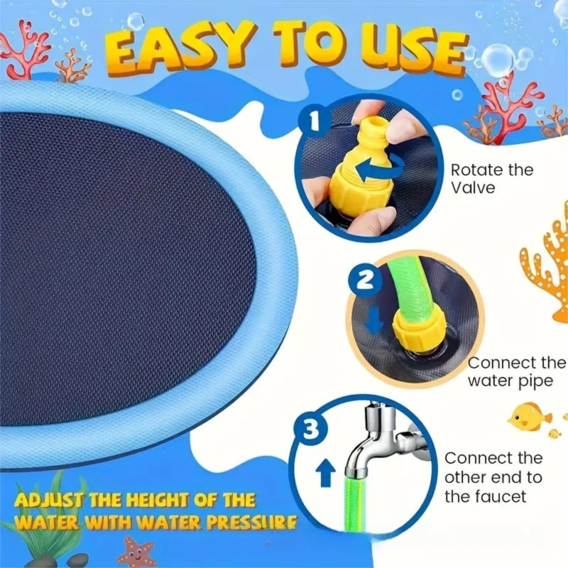 Portable Outdoor 60CM Cooling Pad for Pets & Kids - Summer Cooling Fountain for Backyard & Garden V888-ELOSUNG42952