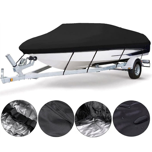 Black Heavy-Duty V-Hull Shield for 14 to 16 FT Yachts - All-Weather Water / Dust / UV Resistant 190T Silver V888-ELOSUNG42955
