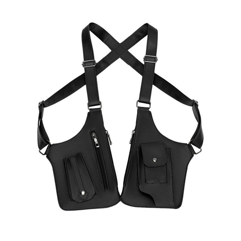 Black Multi-functional Expandable Men's Tactical Chest Rig Bag - Waterproof & Lightweight Retro Underarm Pack V888-ELOSUNG42974