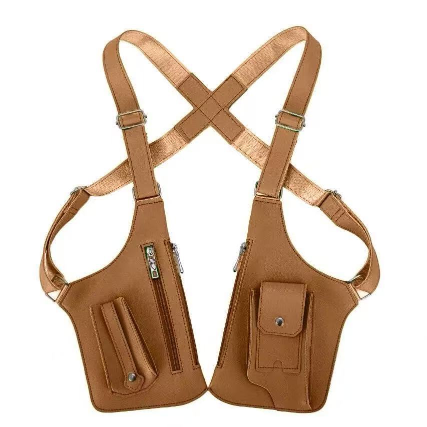 Brown Multi-functional Expandable Men's Tactical Chest Rig Bag - Waterproof & Lightweight Retro Underarm Pack V888-ELOSUNG42979