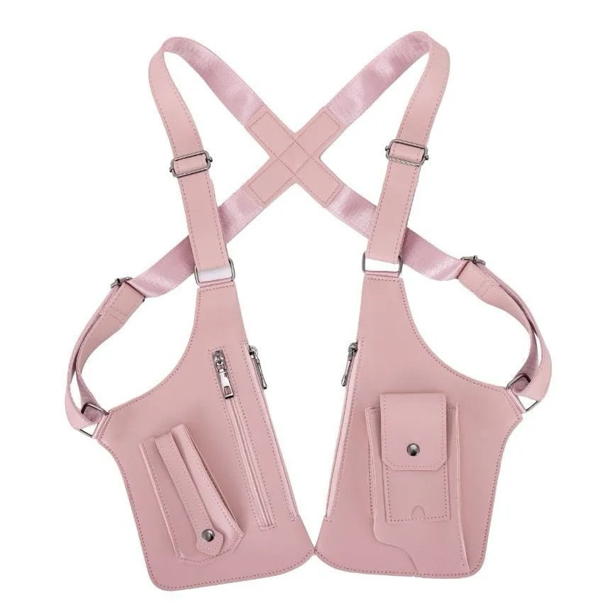 Pink Multi-functional Expandable Men's Tactical Chest Rig Bag - Waterproof & Lightweight Retro Underarm Pack V888-ELOSUNG42980