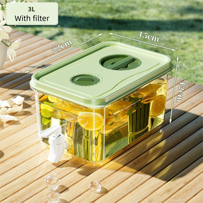 3L Compact Fridge-Ready Cold Drink Dispenser with Spigot, Timer and Infuser Filter - Food-Grade PP & Heat V888-ELOSUNG42986