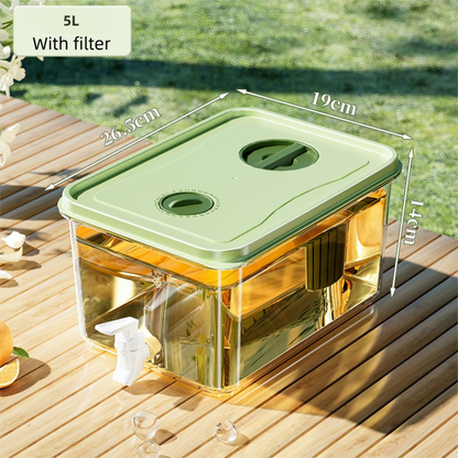 5L Compact Fridge-Ready Cold Drink Dispenser with Spigot, Timer and Infuser Filter - Food-Grade PP & Heat V888-ELOSUNG42987
