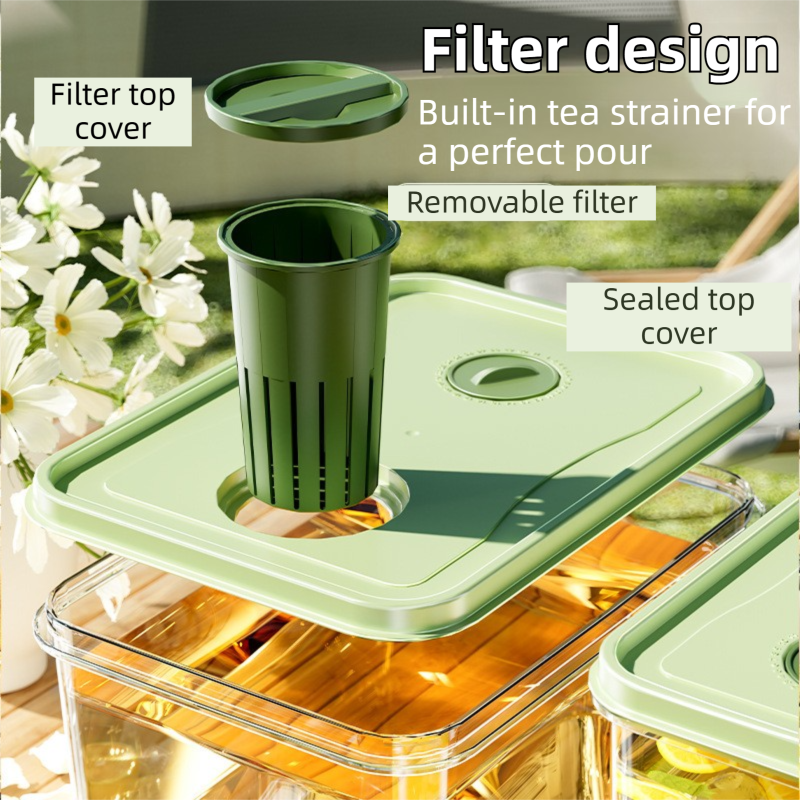 5L Compact Fridge-Ready Cold Drink Dispenser with Spigot, Timer and Infuser Filter - Food-Grade PP & Heat V888-ELOSUNG42987