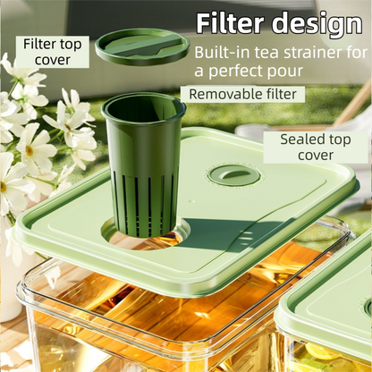 5L Compact Fridge-Ready Cold Drink Dispenser with Spigot, Timer and Infuser Filter - Food-Grade PP & Heat V888-ELOSUNG42987