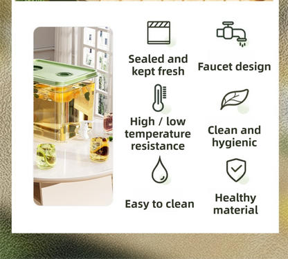 5L Compact Fridge-Ready Cold Drink Dispenser with Spigot, Timer and Infuser Filter - Food-Grade PP & Heat V888-ELOSUNG42987