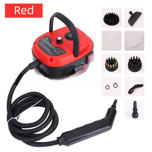 Red Portable High-Pressure Steam Cleaner with 1000ml Tank & 7-Piece Pro Brushes/Spray Nozzle Kit - 131 V888-ELOSUNG42992