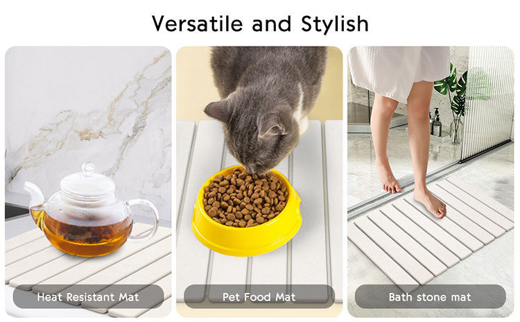 30x40cm Foldable Marble Pattern Kitchen Dish Drainer(Style 1) - Ultra-Absorbent Natural Stone Mat, V888-ELOSUNG42994
