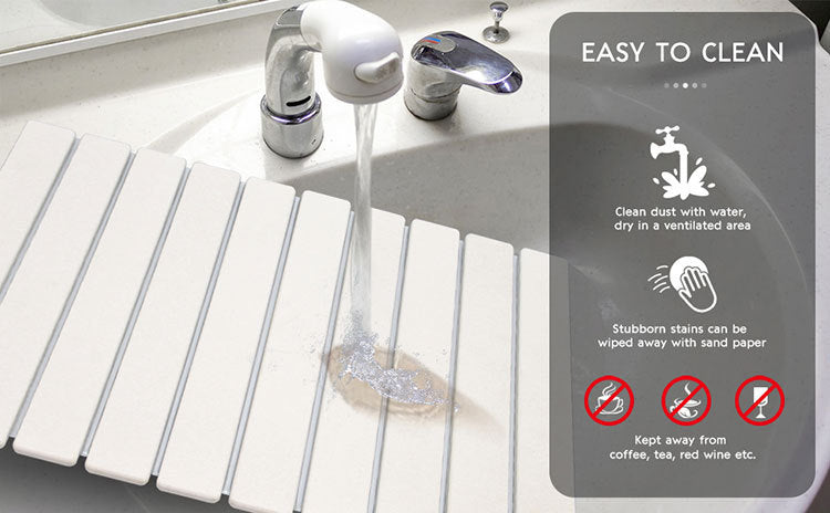30x40cm Foldable Marble Pattern Kitchen Dish Drainer(Style 2) - Ultra-Absorbent Natural Stone Mat, V888-ELOSUNG42995