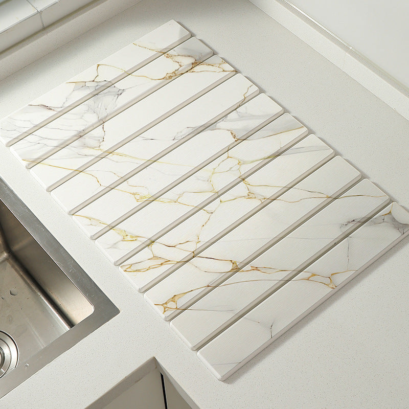 30x40cm Foldable Marble Pattern Kitchen Dish Drainer(Style 3) - Ultra-Absorbent Natural Stone Mat, V888-ELOSUNG42996