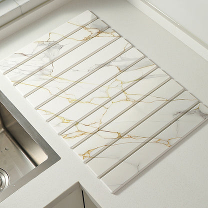 30x40cm Foldable Marble Pattern Kitchen Dish Drainer(Style 3) - Ultra-Absorbent Natural Stone Mat, V888-ELOSUNG42996