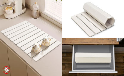 30x40cm Foldable Marble Pattern Kitchen Dish Drainer(Style 3) - Ultra-Absorbent Natural Stone Mat, V888-ELOSUNG42996