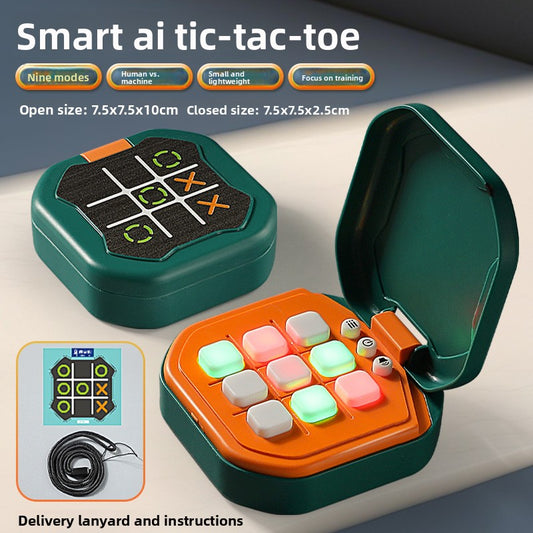 2 Pack Green AI Tic-Tac-Toe Handheld Game Electronic Logic Training Machine with 9 Game Modes and Light-up V888-ELOSUNG43009