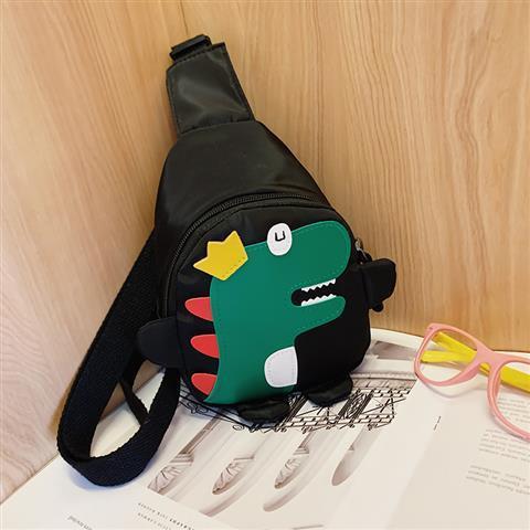 Black Kids Cartoon Dinosaur Chest Bag Cute Lightweight Nylon Crossbody Shoulder Pack for Toddlers Outings and V888-ELOSUNG43040