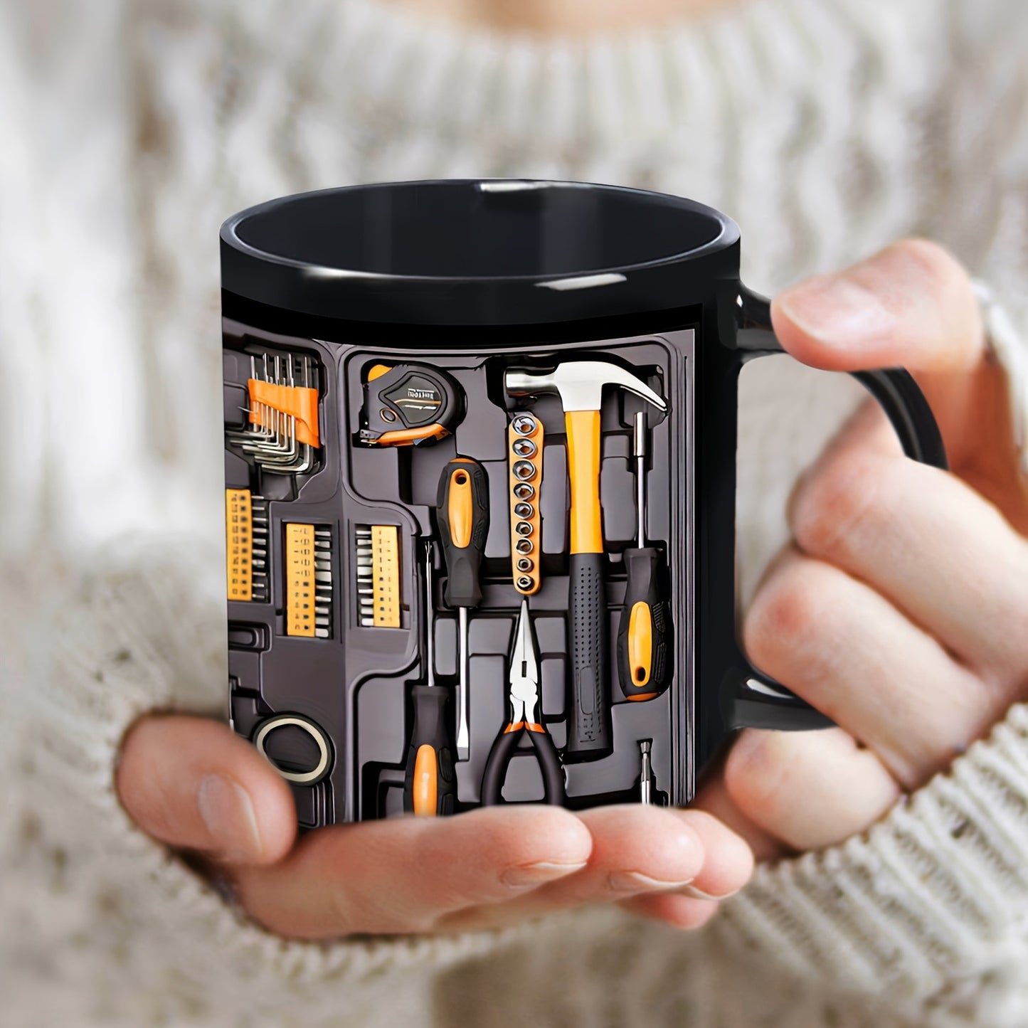 Creative 3D Toolbox Ceramic Mug 11oz Mechanic Tools Print Coffee Cup for DIY Enthusiasts and Handy Dads V888-ELOSUNG43056