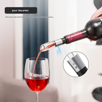 Electric Wine Opener Set 2-in-1 Rechargeable Automatic Corkscrew with Vacuum Seal Base Aerator Foil Cutter V888-ELOSUNG43059
