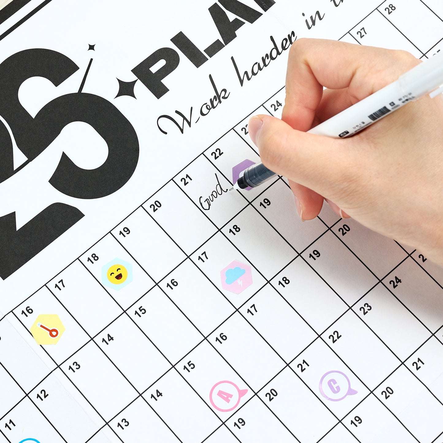 2026 Wall Planner Calendar with Stickers and Double-Sided Tape - 742 x 525 mm for Home, Office or Study in V888-ELOSUNG43090