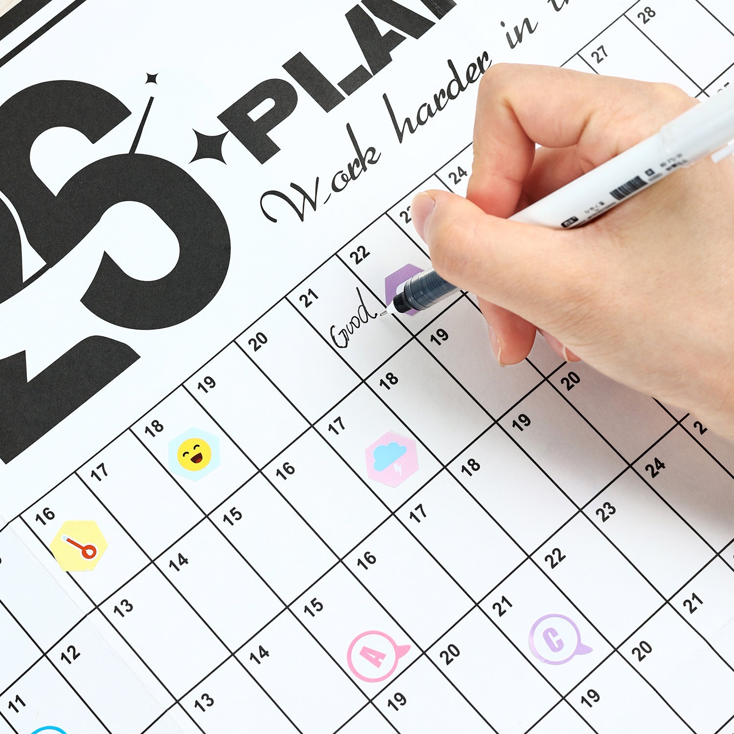 2026 Wall Planner Calendar with Stickers and Double-Sided Tape - 742 x 525 mm for Home, Office or Study in V888-ELOSUNG43090
