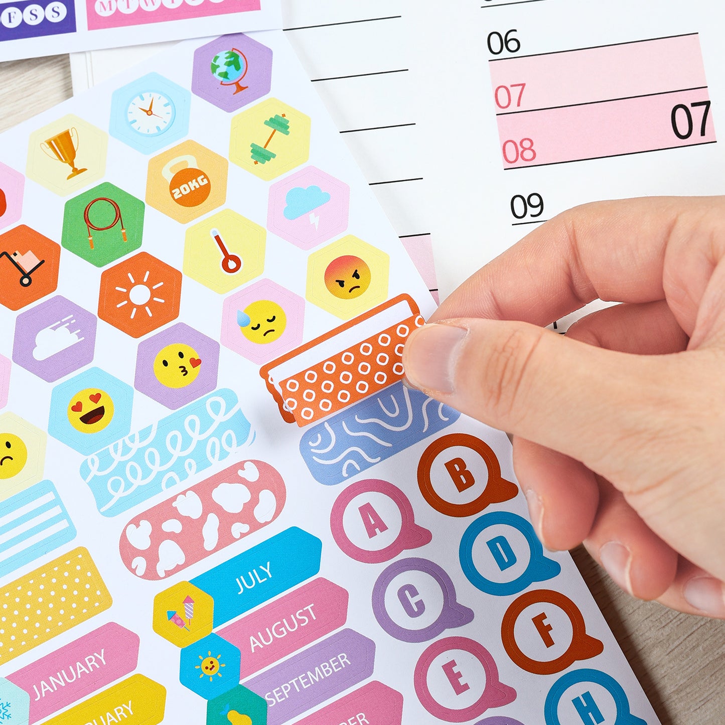 2026 Wall Planner Calendar with Stickers and Double-Sided Tape - 742 x 525 mm for Home, Office or Study in V888-ELOSUNG43090