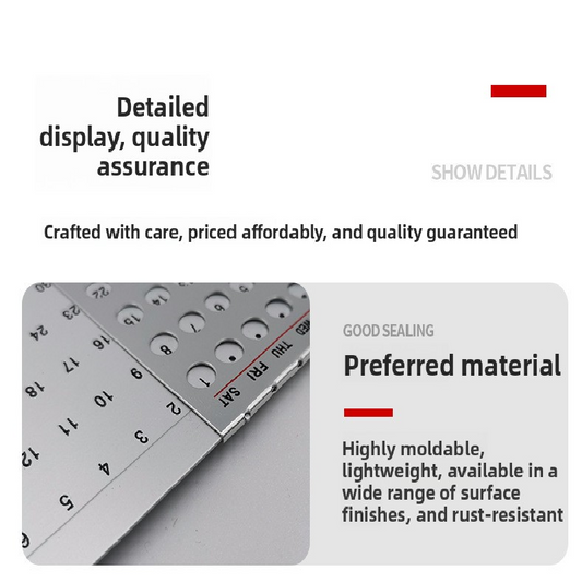 2-PCS Ultra-Thin Metal Desk Calendar - Durable Aluminum Perpetual Calendar for Office or Home Use in Australia V888-ELOSUNG43091