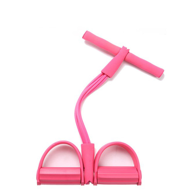 Pink Home Multi-Function Foot Pedal Resistance Trainer - 4-Strand Elastic Pull Rope for Abdominal Exercise, V888-ELOSUNG43125
