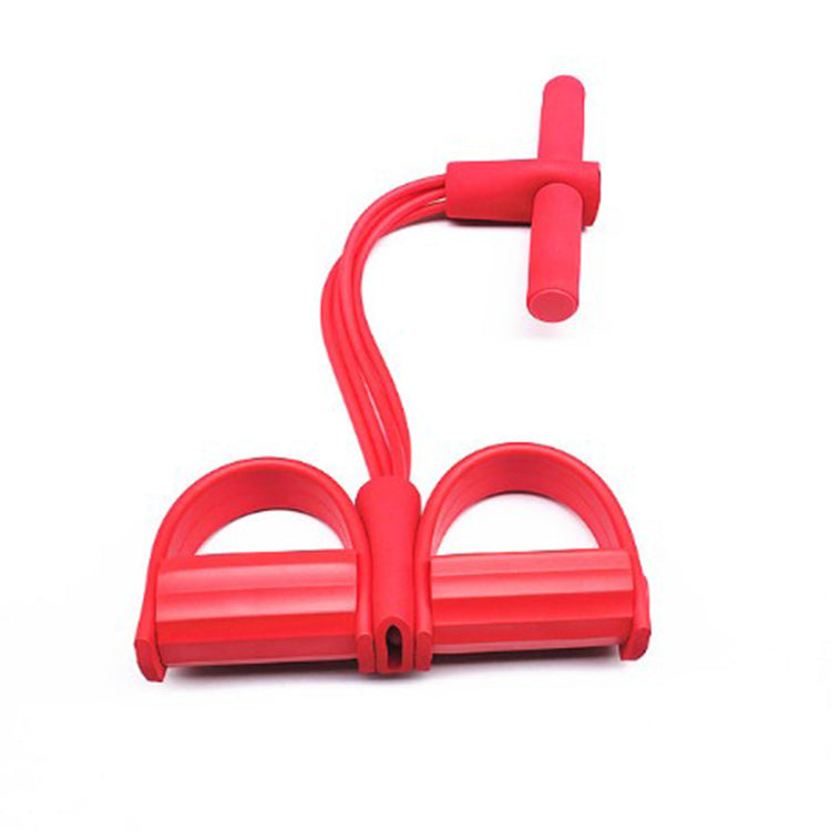 Red Home Multi-Function Foot Pedal Resistance Trainer - 4-Strand Elastic Pull Rope for Abdominal Exercise, V888-ELOSUNG43126