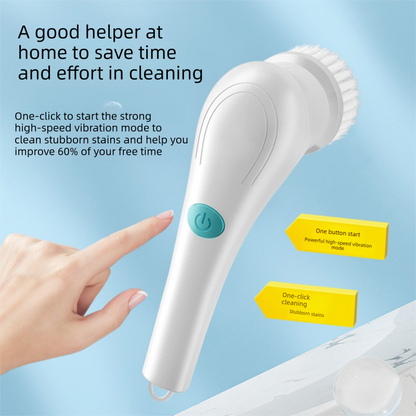 Electric Cleaning Brush with 5 Replaceable Heads - Waterproof, Rechargeable Kitchen Scrubber for Dishes, V888-ELOSUNG43148