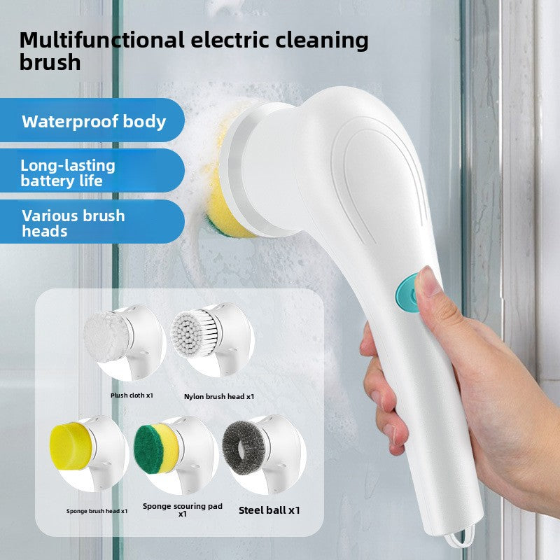 Electric Cleaning Brush with 5 Replaceable Heads - Waterproof, Rechargeable Kitchen Scrubber for Dishes, V888-ELOSUNG43148