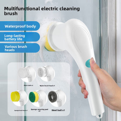 Electric Cleaning Brush with 5 Replaceable Heads - Waterproof, Rechargeable Kitchen Scrubber for Dishes, V888-ELOSUNG43148