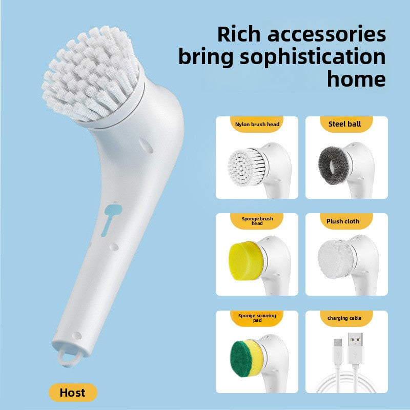 Electric Cleaning Brush with 5 Replaceable Heads - Waterproof, Rechargeable Kitchen Scrubber for Dishes, V888-ELOSUNG43148