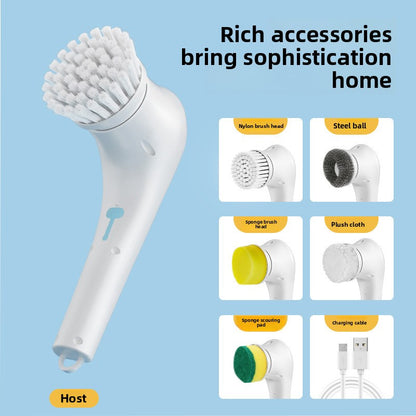 Electric Cleaning Brush with 5 Replaceable Heads - Waterproof, Rechargeable Kitchen Scrubber for Dishes, V888-ELOSUNG43148