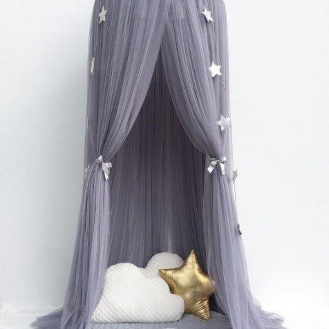 Grey Nordic Style 7-Layer Tulle Bed Canopy 300cm Extra Long 60cm Dome for Australian Kids Bedroom Nursery and V888-ELOSUNG43158
