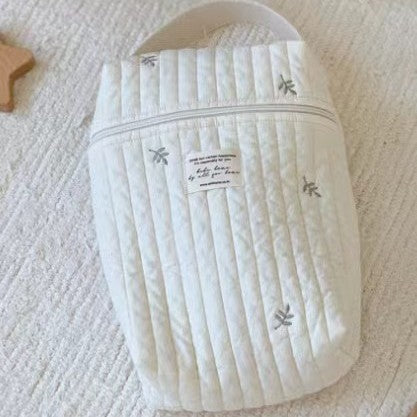 Leaves Quilted Nappy Storage Bag Portable Diaper Organizer Mommy Travel Pouch with Zipper 28x18x6cm for V888-ELOSUNG43160