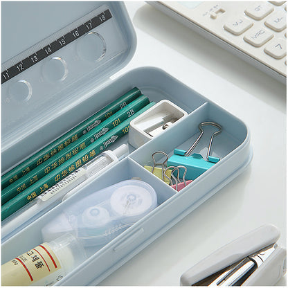 3-Pack Grey Macaron Color Pencil Case with Multi-Compartment Storage Waterproof PP Stationery Organizer for V888-ELOSUNG43167
