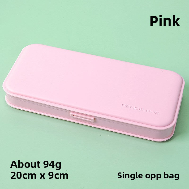 3-Pack Pink Macaron Color Pencil Case with Multi-Compartment Storage Waterproof PP Stationery Organizer for V888-ELOSUNG43169