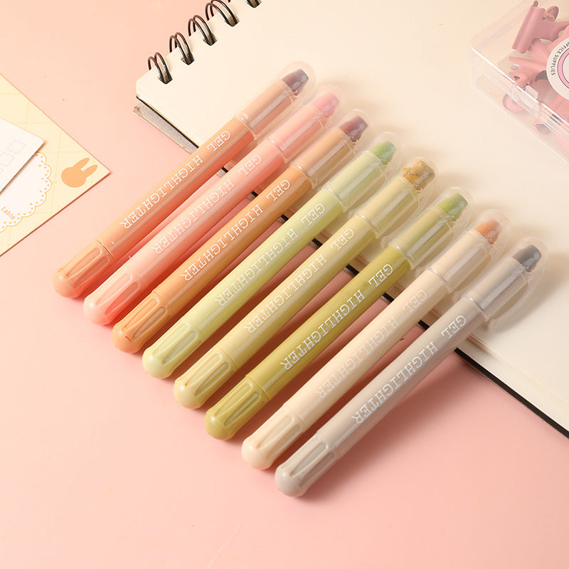 Morandi Color Solid Gel Highlighters 8 Pack No Bleed Dry Highlighter Pens for School Office Journaling and V888-ELOSUNG43180