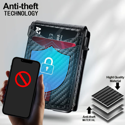 Carbon Fiber Slim Bifold Wallet for Men with RFID Blocking Pop-up Card Ejector and Magnetic Closure V888-ELOSUNG43181