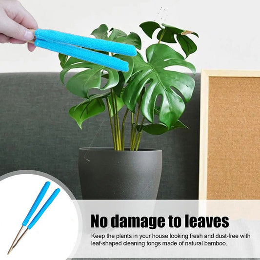 Blue 3 Pack Microfiber Plant Leaf Cleaning Tongs with Removable Sleeves and Natural Bamboo Handles for V888-ELOSUNG43191