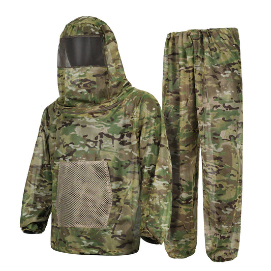 CP in multiple locations Camouflage Mosquito Repellent Suit Ultra-Fine Mesh Hooded Ghillie Suit for Outdoor V888-ELOSUNG43197