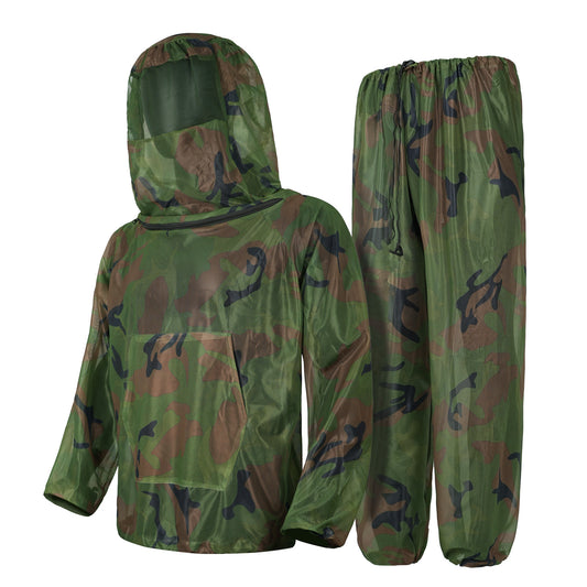 Jungle camouflage Camouflage Mosquito Repellent Suit Ultra-Fine Mesh Hooded Ghillie Suit for Outdoor Hunting V888-ELOSUNG43200