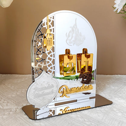 Silver Acrylic Desktop Holiday Countdown Ornament with Mirrored Finish and Interchangeable Numbers 20cm x V888-ELOSUNG43204