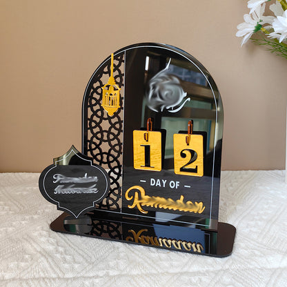 Black Acrylic Desktop Holiday Countdown Ornament with Mirrored Finish and Interchangeable Numbers 20cm x 20cm V888-ELOSUNG43205