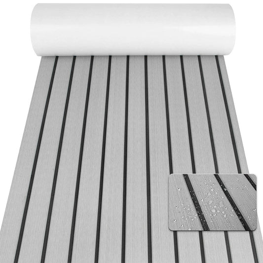 Non-Slip EVA Foam Boat Flooring Sheet Grey with Black Stripes Self-Adhesive Marine Decking Mat for Yacht and V888-ELOSUNG43209