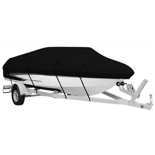 Black Heavy Duty Waterproof V-Hull Boat Cover 11-13FT Marine Grade Outdoor UV Protection for Australian V888-ELOSUNG43219