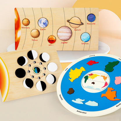 Seven Continents 1.05 Educational Wooden Cognitive Matching Puzzle Toy for Kids Early Learning and Fine Motor V888-ELOSUNG43232