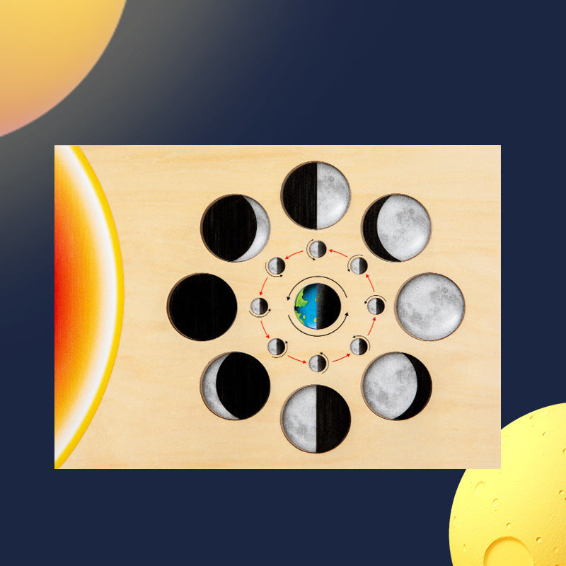 Lunar phase change 0.45 Educational Wooden Cognitive Matching Puzzle Toy for Kids Early Learning and Fine V888-ELOSUNG43233