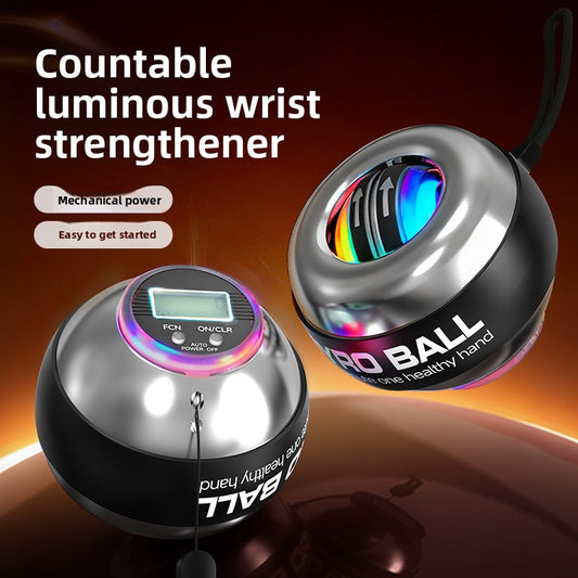 Black LED Gyro Ball Wrist Power Trainer with Digital Counter and Auto-Start Zinc Alloy Core for Grip Strength V888-ELOSUNG43269