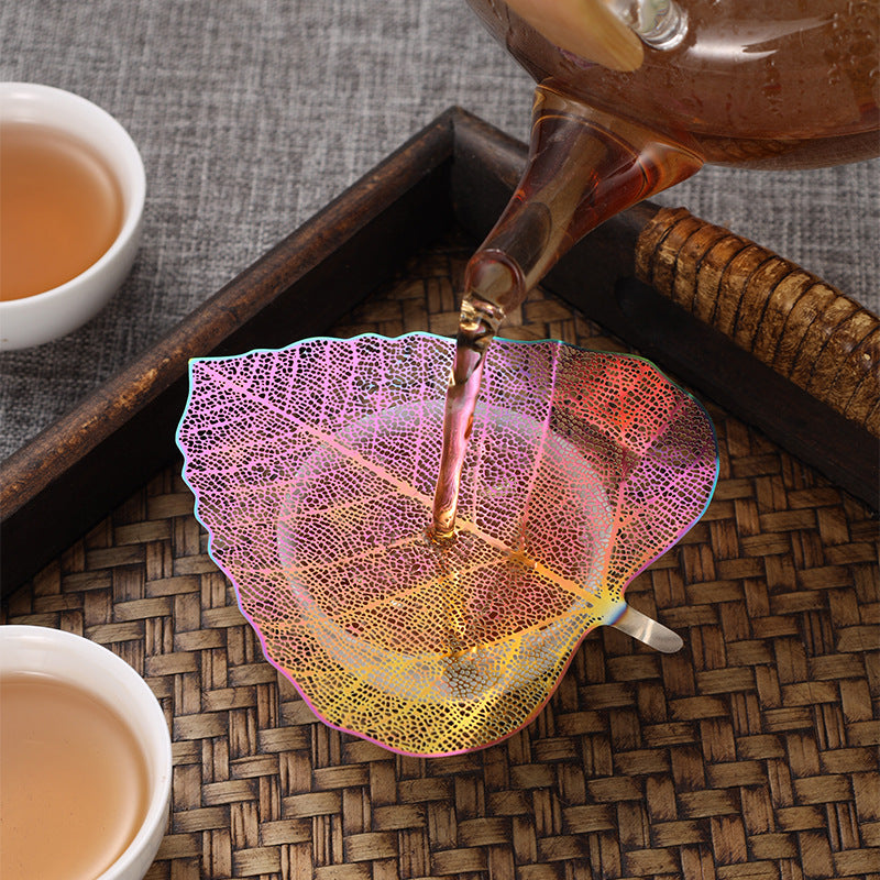 5-PCS Golden 304 Stainless Steel Bodhi Leaf Tea Strainer Creative Fine Mesh Tea Filter Infuser for Loose Leaf V888-ELOSUNG43279